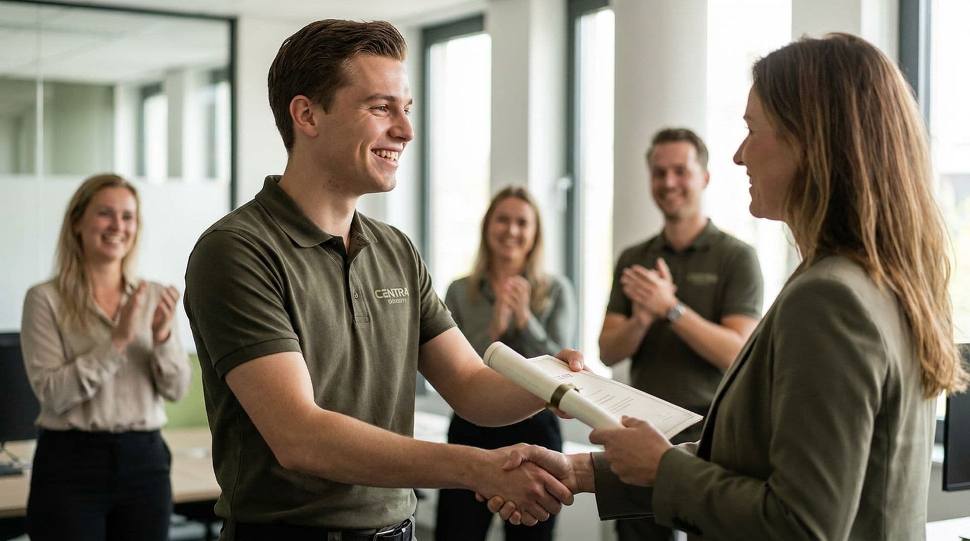 Medewerker van Centra Security ontvangt een certificaat